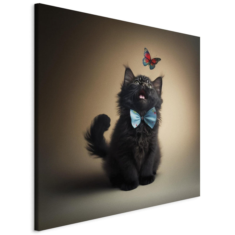 Kanva - Kaķis ar tauriņu, kas vēro lidojošu tauriņu, 150124 G-ART