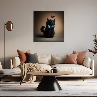 Kanva - Kaķis ar tauriņu, kas vēro lidojošu tauriņu, 150124 G-ART