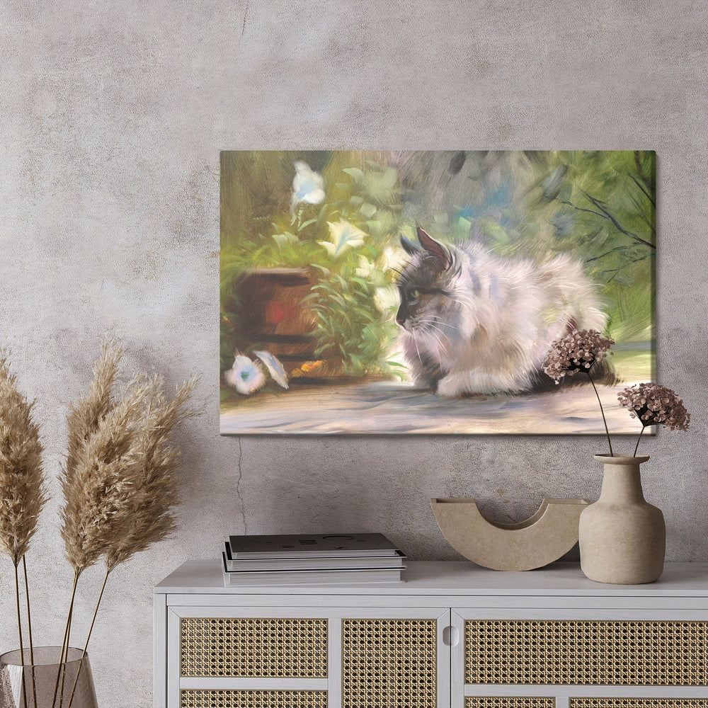 Kanva - Kaķis zaļumos, it kā uzgleznots, N-1431 X-ART