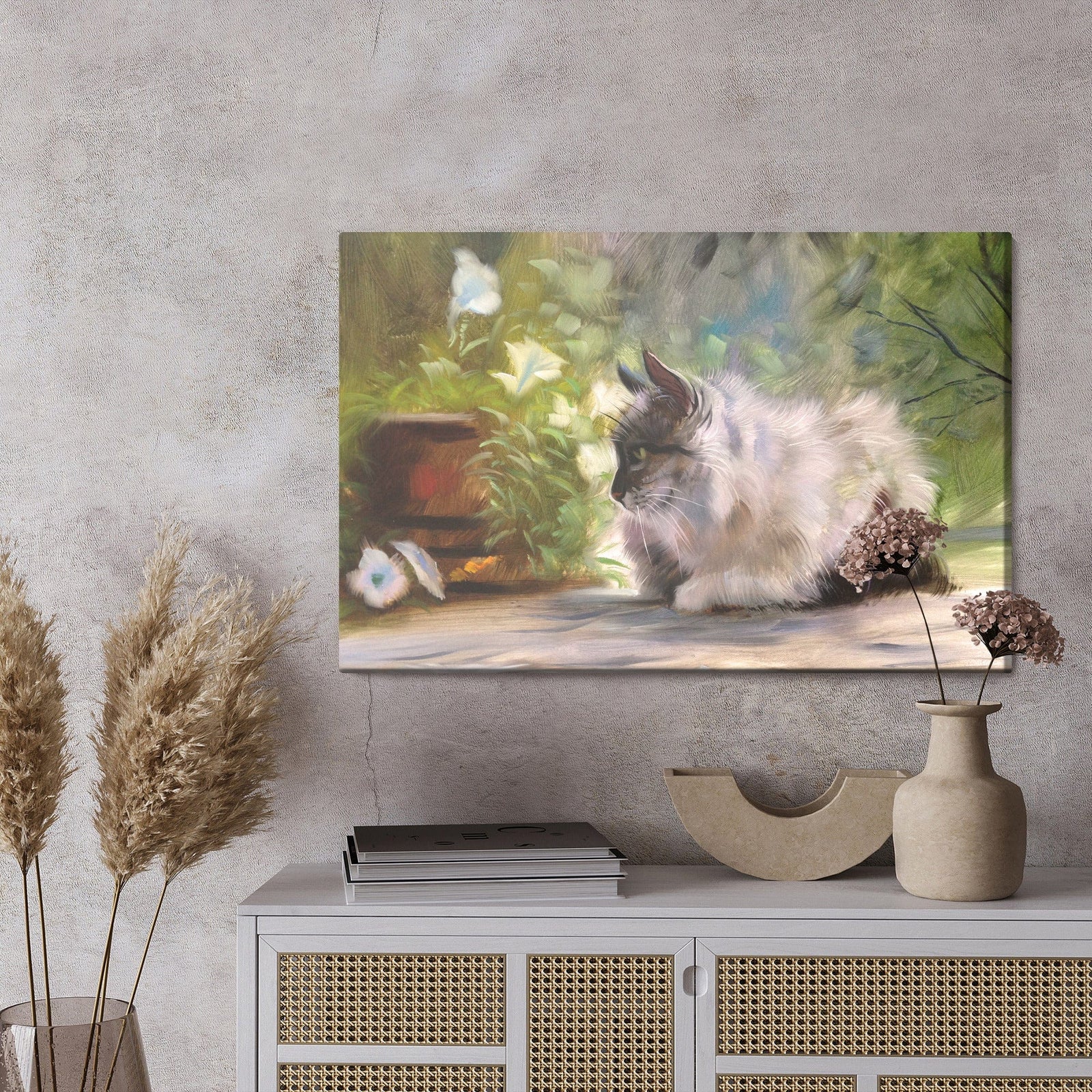 Kanva - Kaķis zaļumos, it kā uzgleznots, N-1431 X-ART