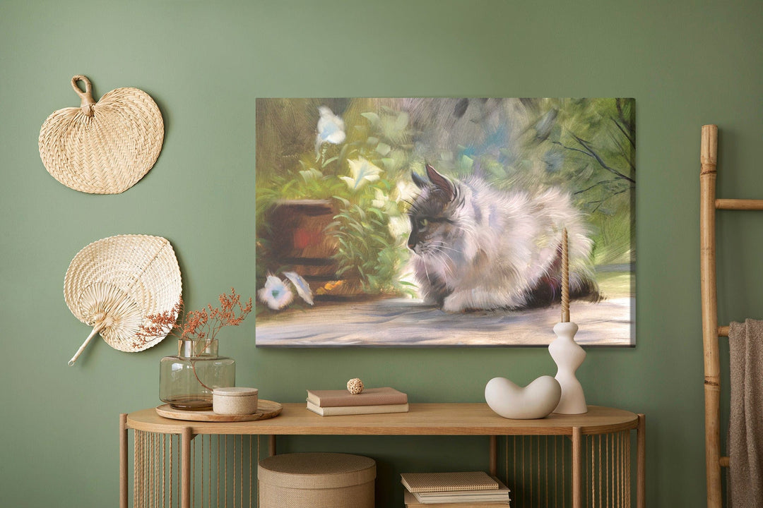 Kanva - Kaķis zaļumos, it kā uzgleznots, N-1431 X-ART