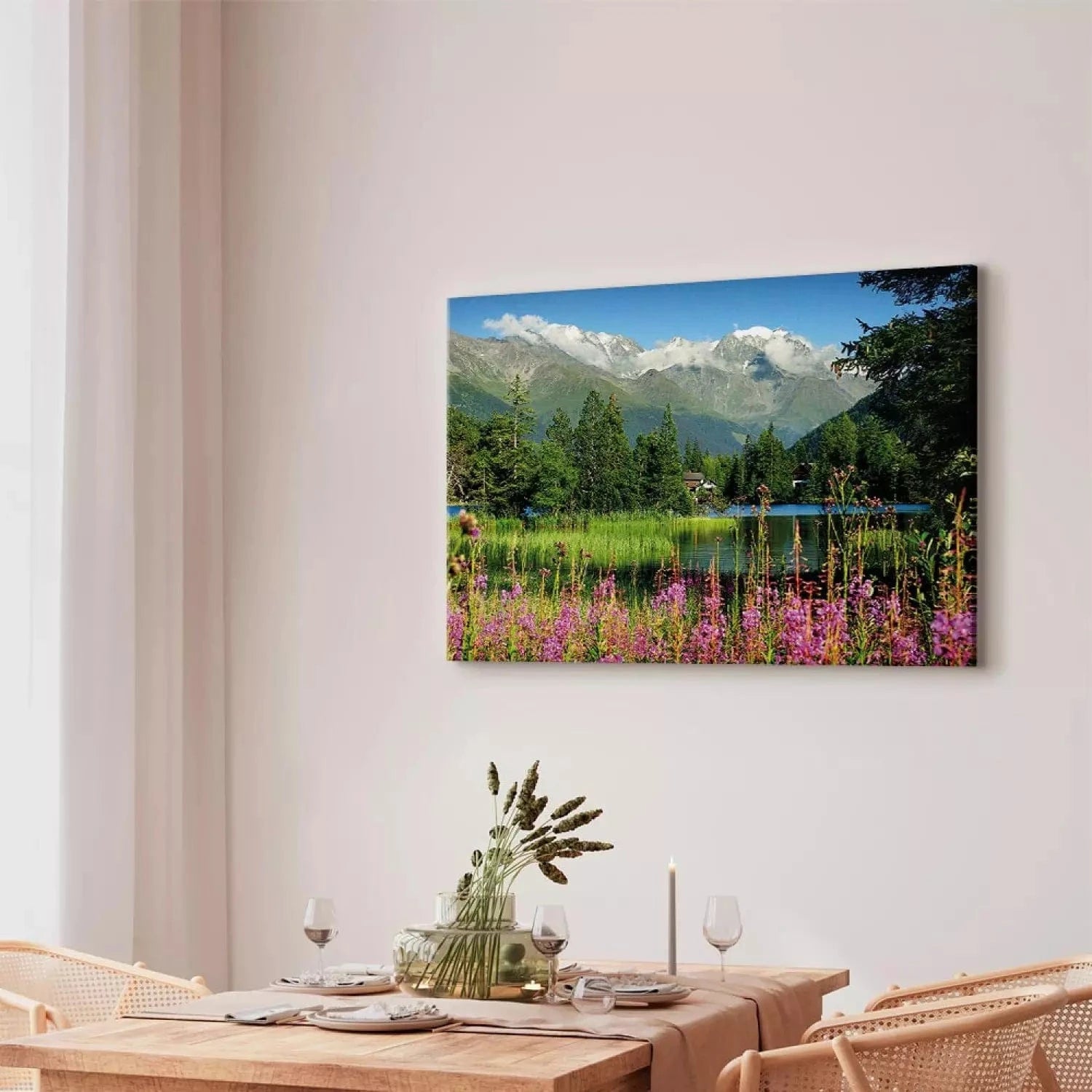 Kanva - kalnu ainava - Pavasaris Alpos, (x 1), 126227, zaļā krāsā G-ART