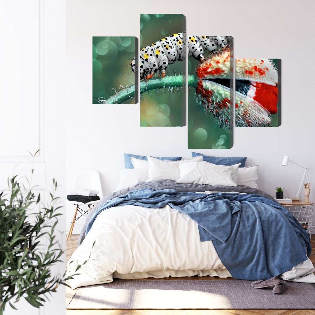 4 daļu kanva: Kāpurs un mārīte makro X-ART