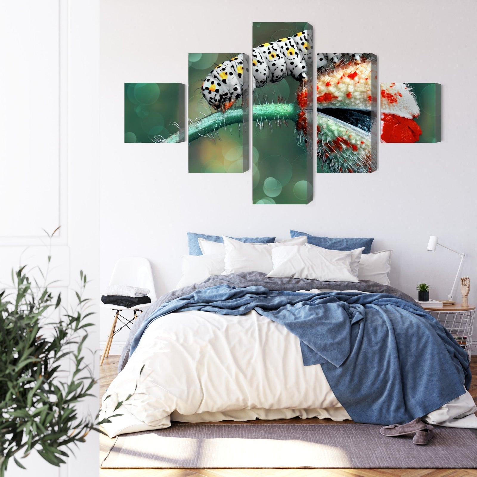 5 daļu kanva: Kāpurs un mārīte makro X-ART