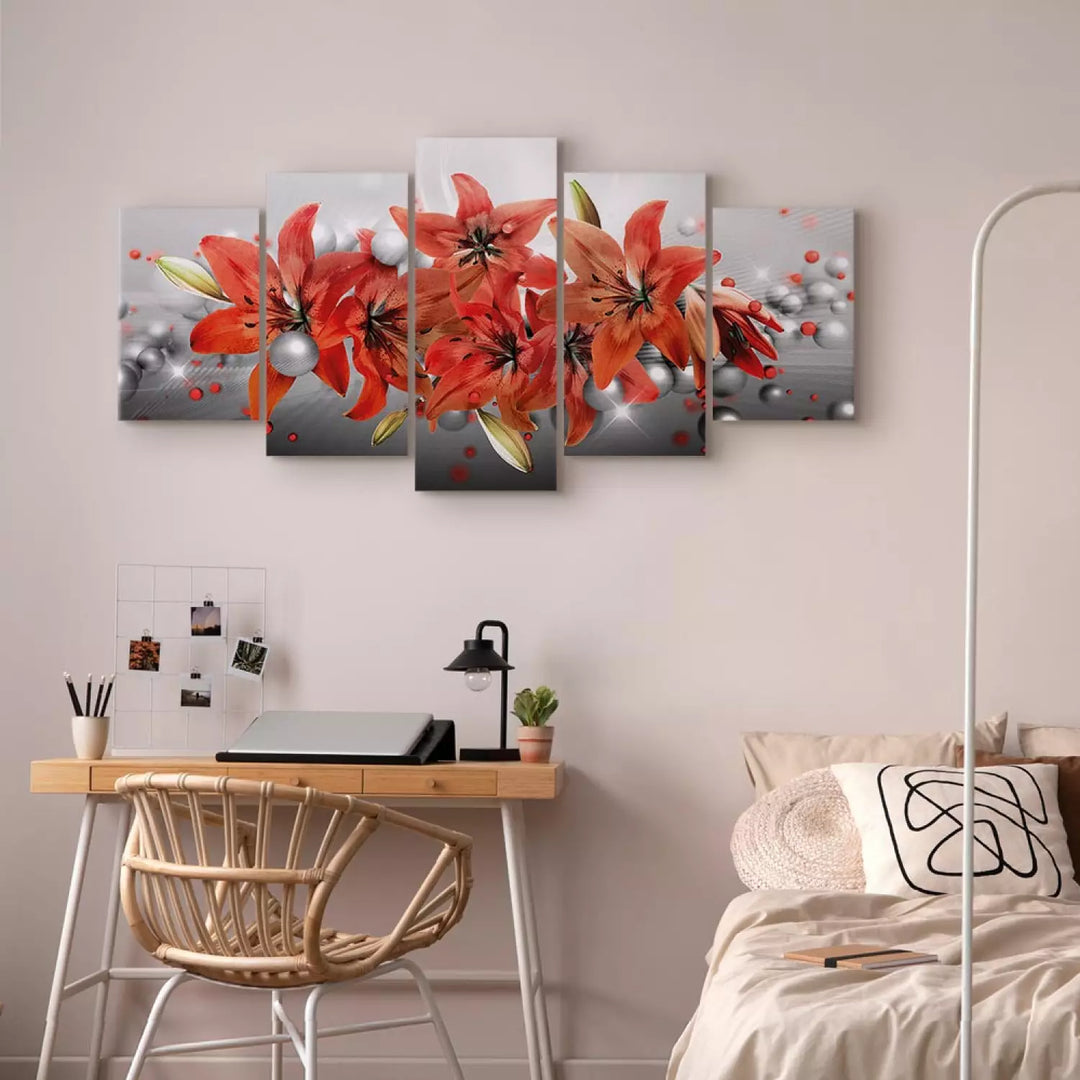 Kanva ar ziediem - Karsta kaislība | pelēka, roza krāsa ART XL