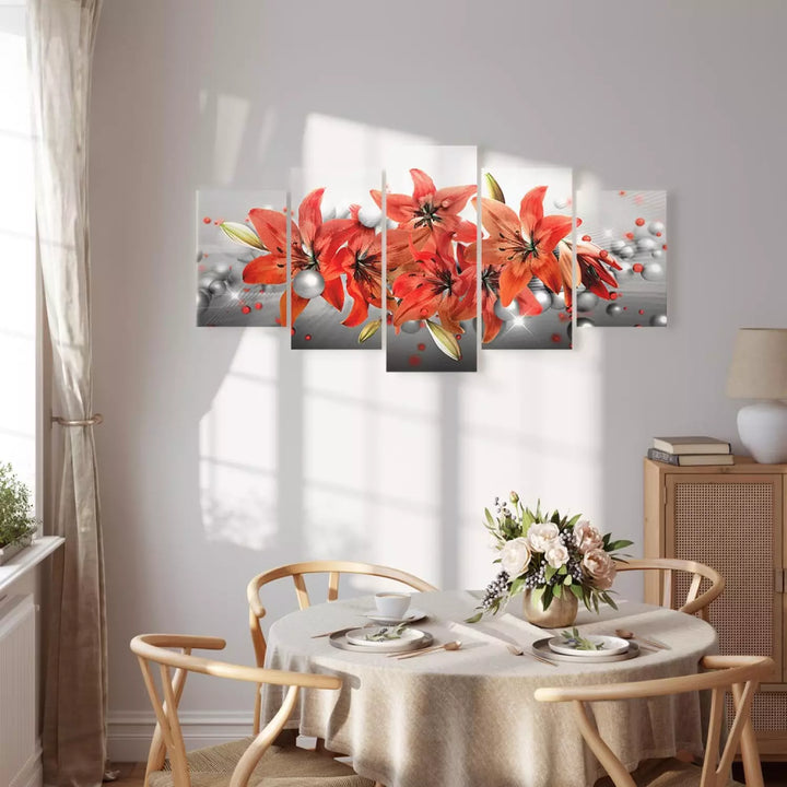 Kanva ar ziediem - Karsta kaislība | pelēka, roza krāsa ART XL