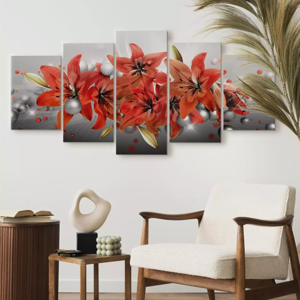 Kanva ar ziediem - Karsta kaislība | pelēka, roza krāsa ART XL