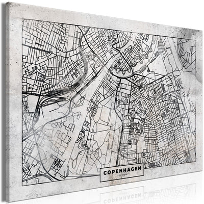Glezna - Karte ar Kopenhāgenas centru gaišos toņos, (x 1), 135171 Tapetenshop.lv