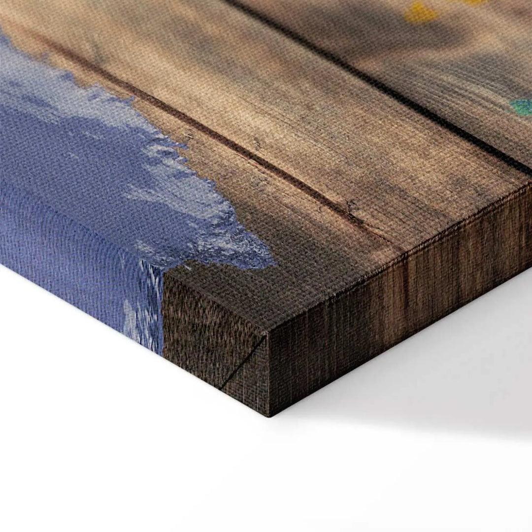 Glezna -  Krāsainas pasaules karte uz koka tekstūras | uz audekla ART XL