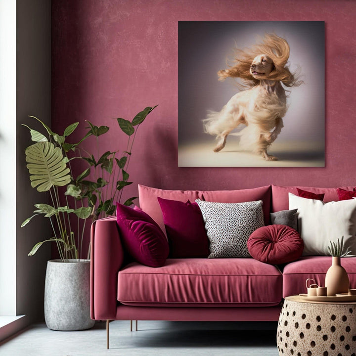 Glezna ar suni - Kokerspaniels - Garspalvainais suns vējā, 150268 G-ART