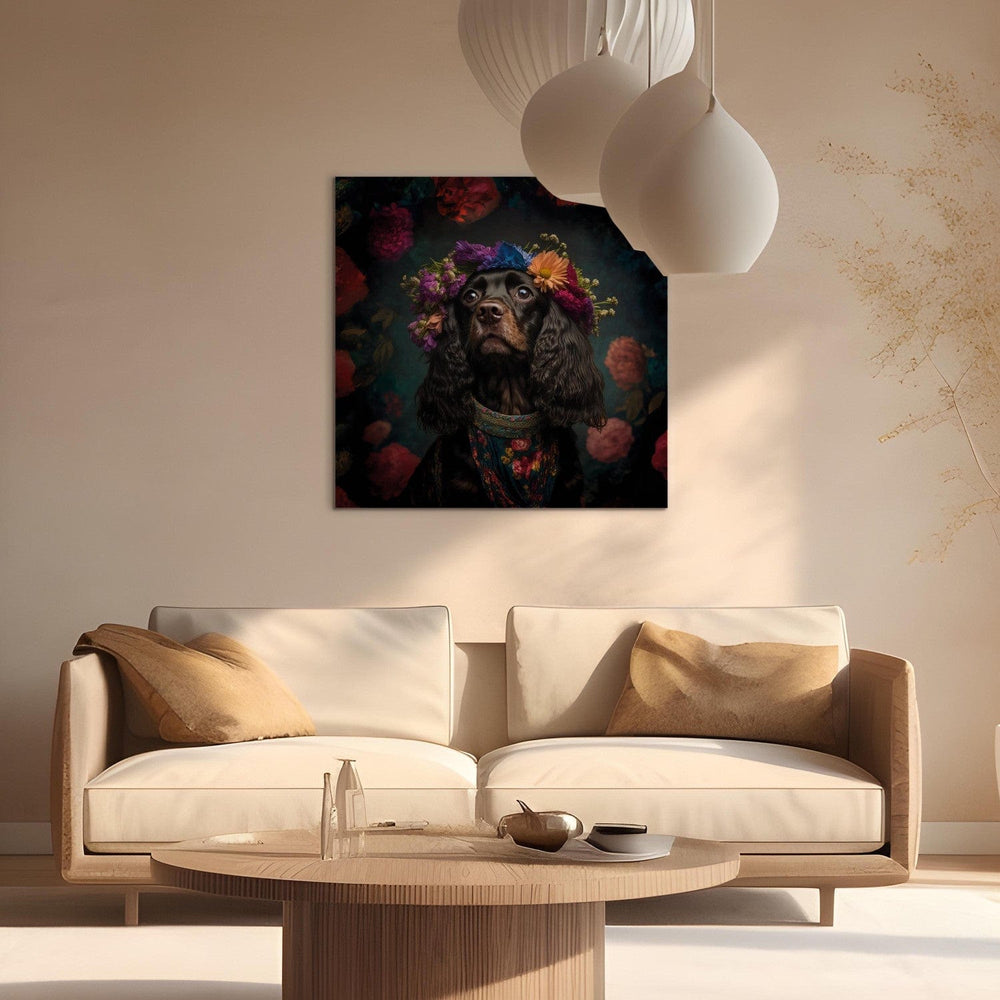 Glezna - Kokerspaniels - suņa portrets Frida Kahlo stilā - 150262 G-ART