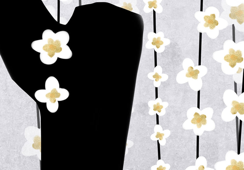 Canvas-taulut - Puu kukkien kanssa - romanttiset kukat harmaansinisellä taustalla, 144776 G-ART