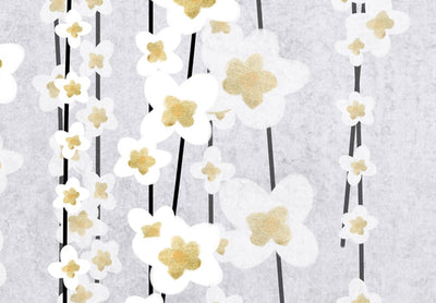 Canvas-taulut - Puu kukkien kanssa - romanttiset kukat harmaansinisellä taustalla, 144776 G-ART