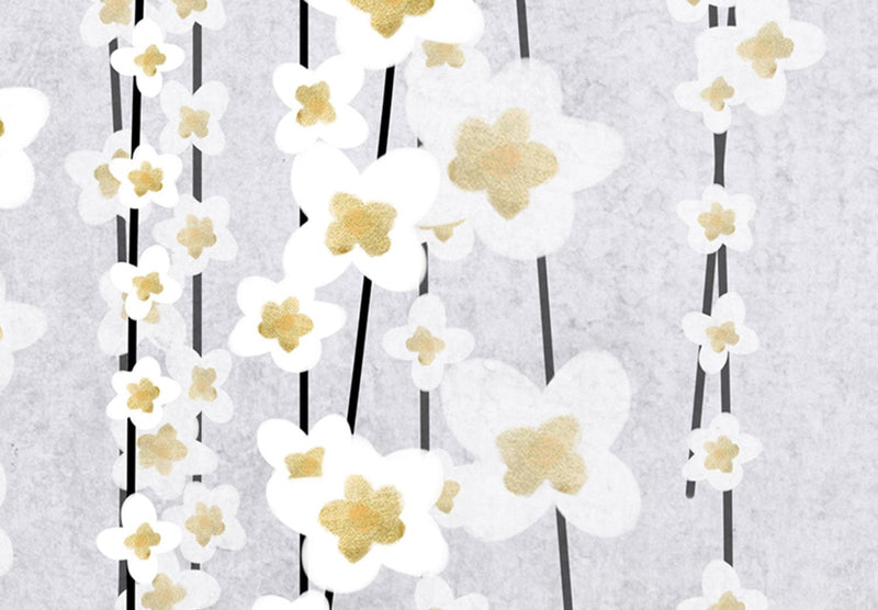 Seinapildid - Puu lilledega - romantilised lilled hallikas-sinisel taustal, 144776 G-ART