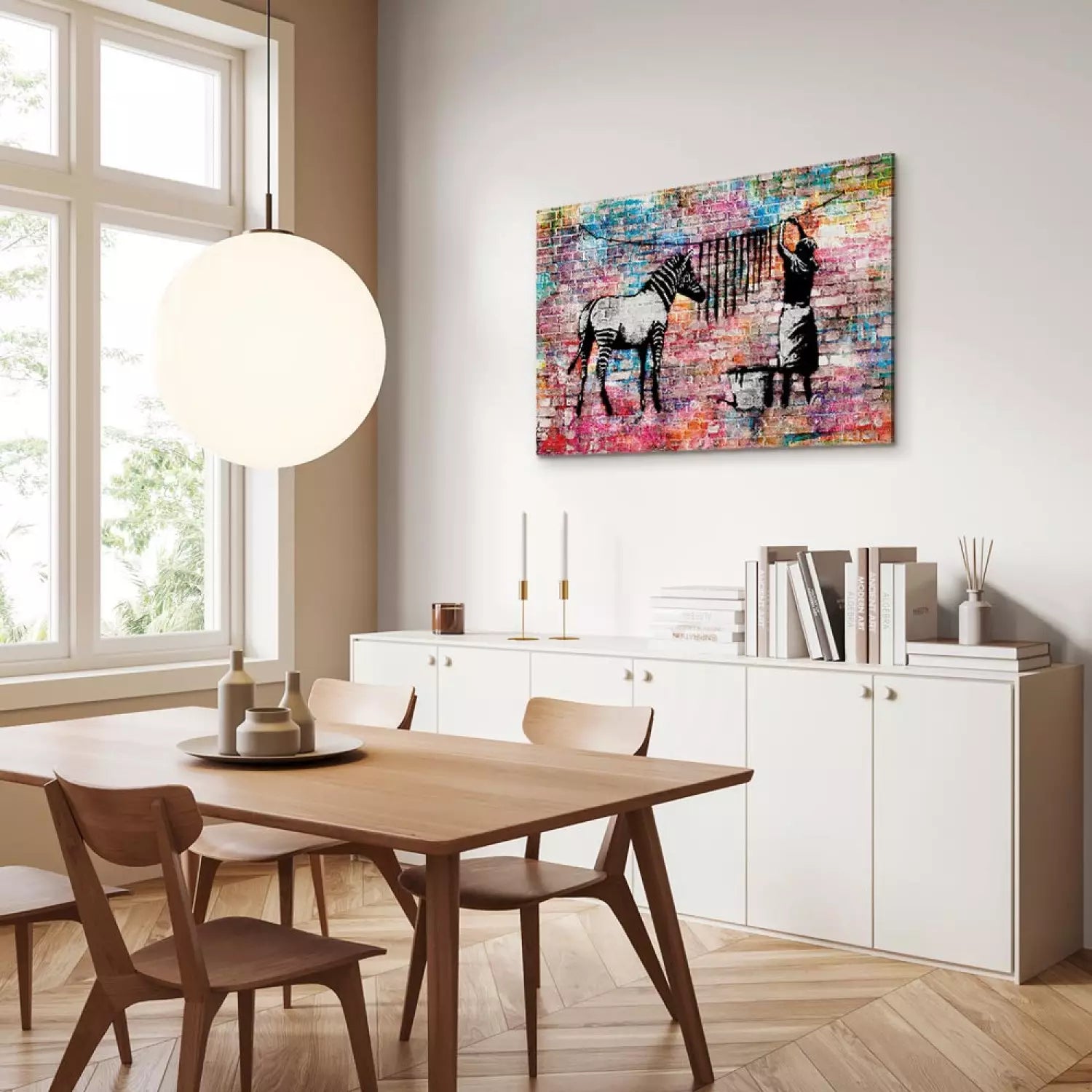 Glezna jauniešiem - Banksy grafiti, daudzkrāsainas ar zebru ART XL