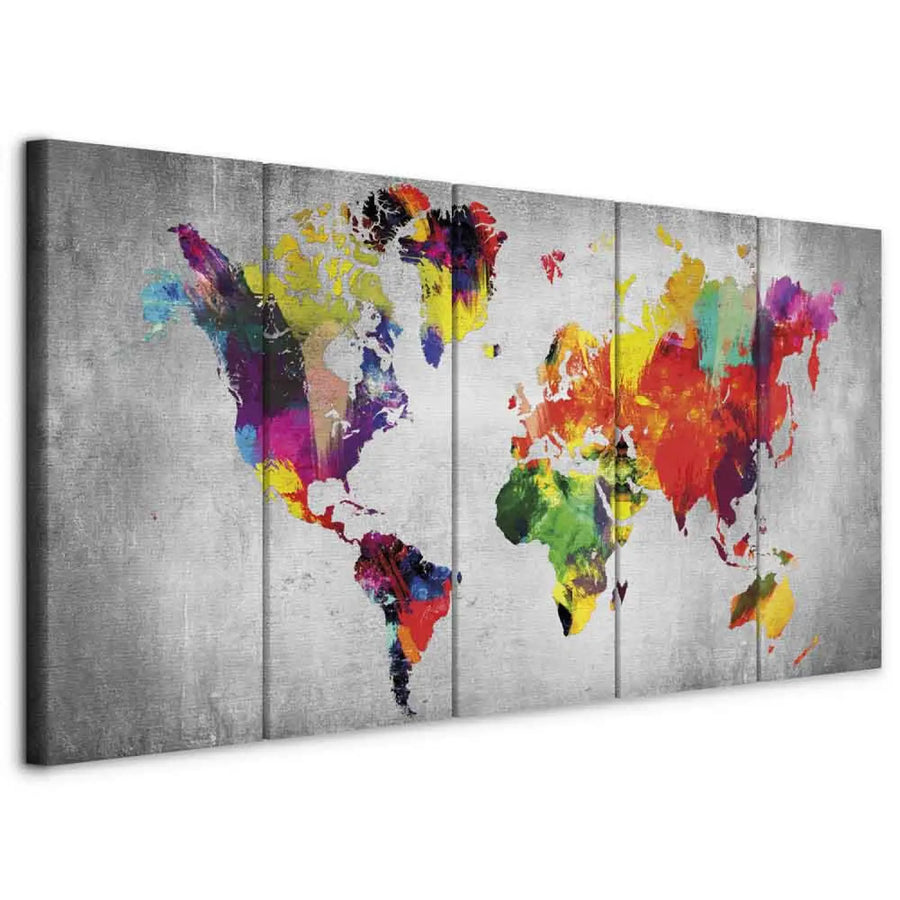 Kanva - Daudzkrāsaina pasaule uz pelēka betona, 105058, (x5) ART XL