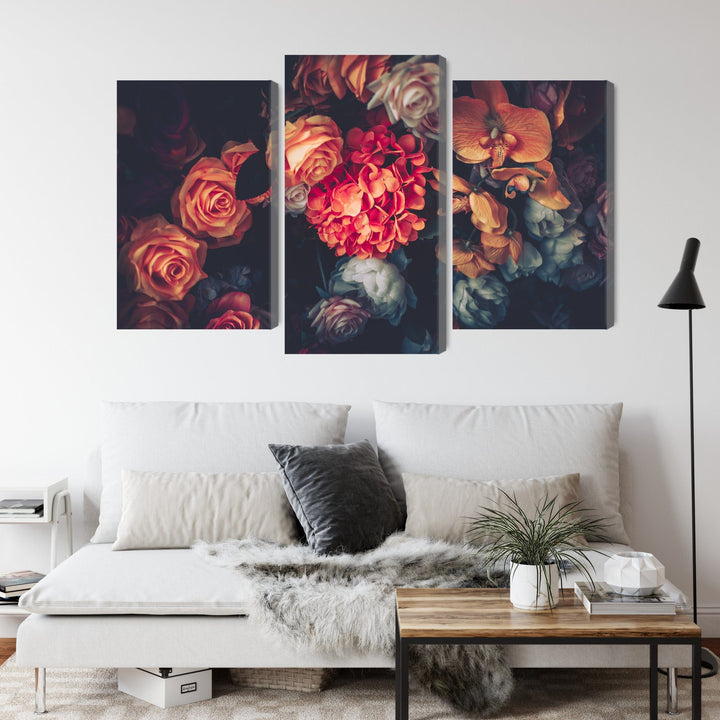 Kanva - Krāsaini ziedi retro stilā, N-3980 X-ART