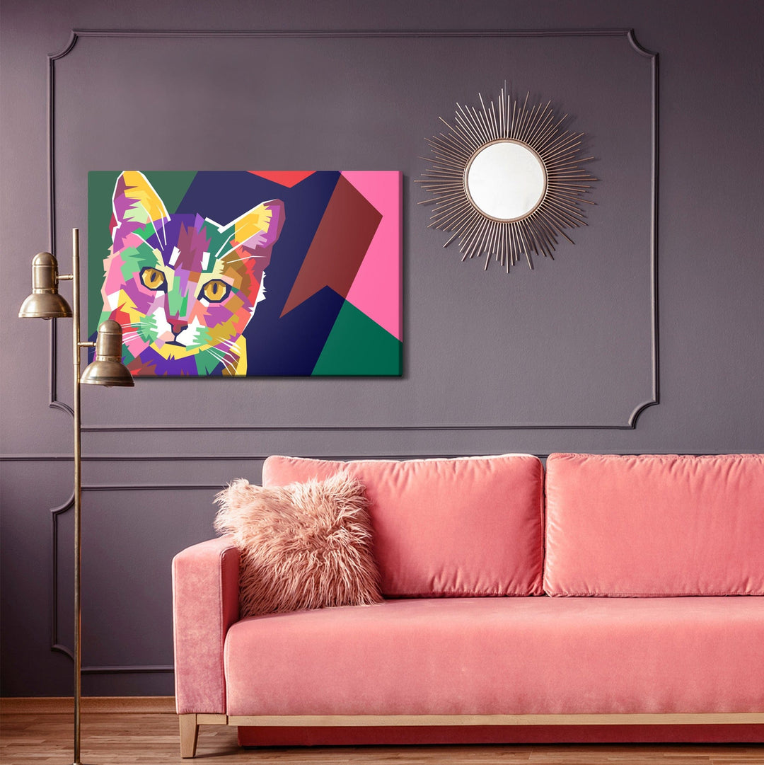 Kanva - Krāsains grafisks kaķis, N-1452 X-ART