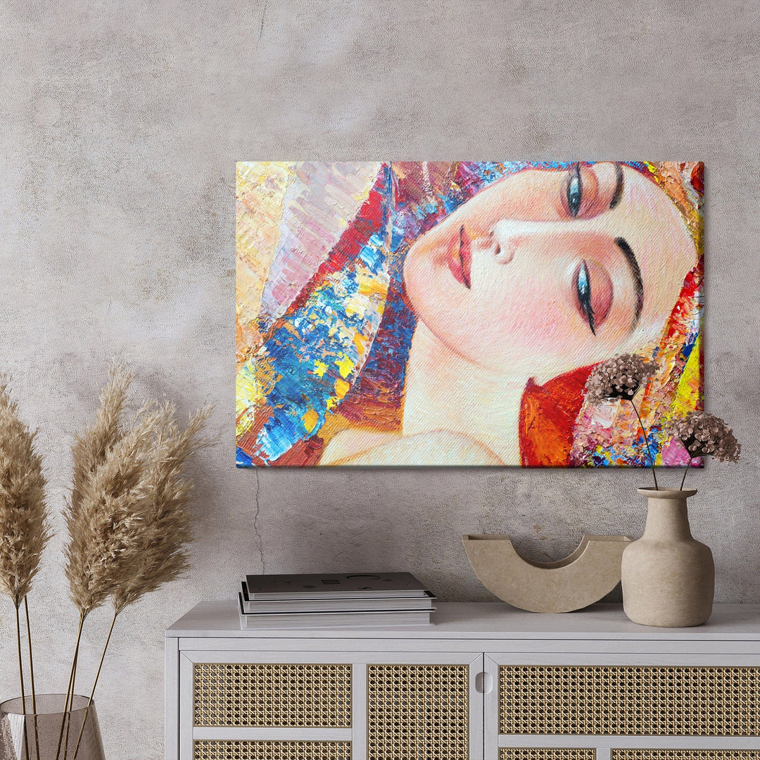 Kanva - Krāsains jaunas sievietes portrets, N-947 X-ART