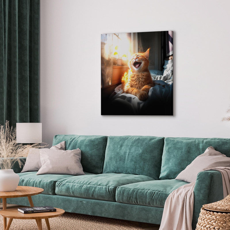 Glezna - Laimīgs kaķis saullēktā, 150232 Tapetenshop.lv
