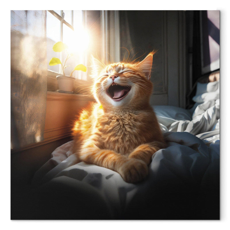Glezna - Laimīgs kaķis saullēktā, 150232 Tapetenshop.lv