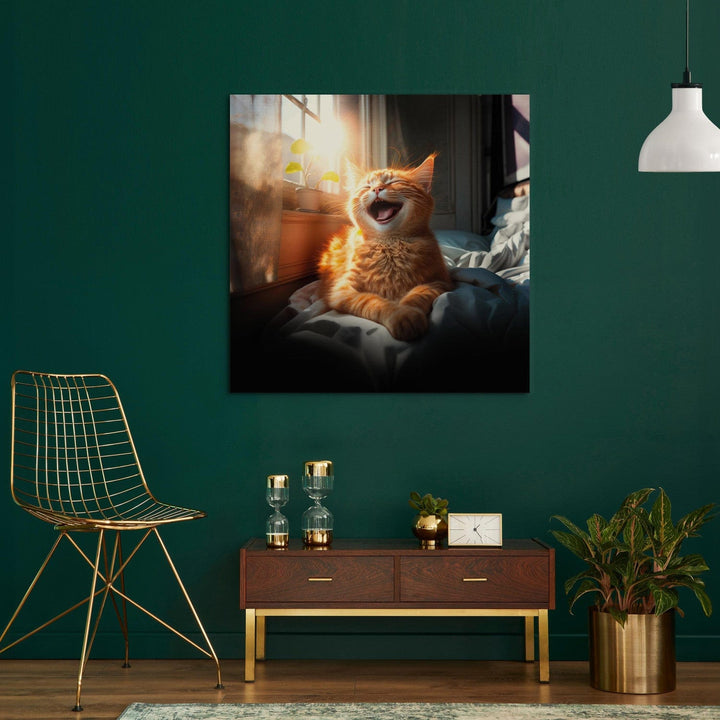 Glezna no mākslīgā intelekta - Laimīgs kaķis saullēktā, 150232 G-ART