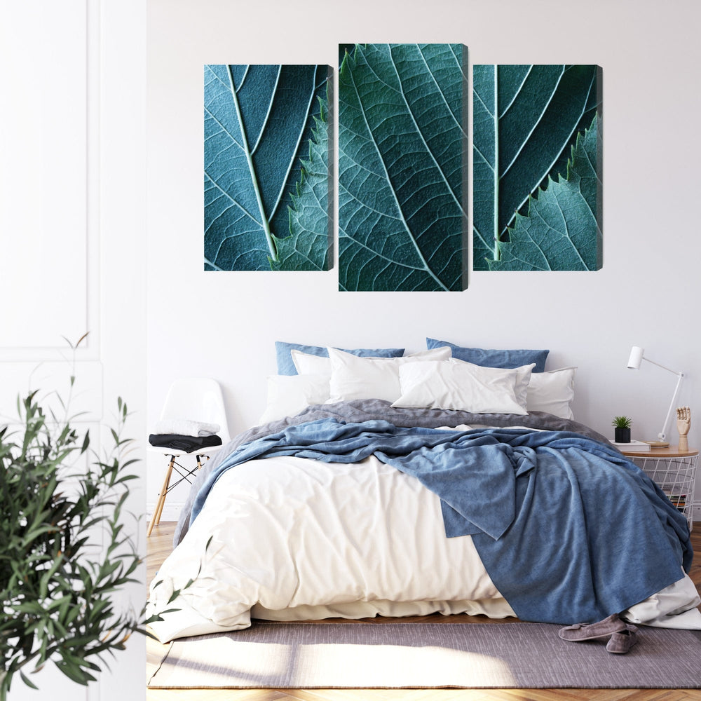 Kanva: Lapas makro mērogā, tirkīza un zaļa X-ART