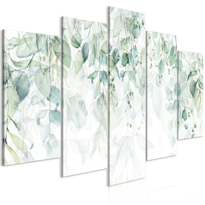 Canva - Leaves in pastel shades, fine green leaves on white background, 151422 G-ART