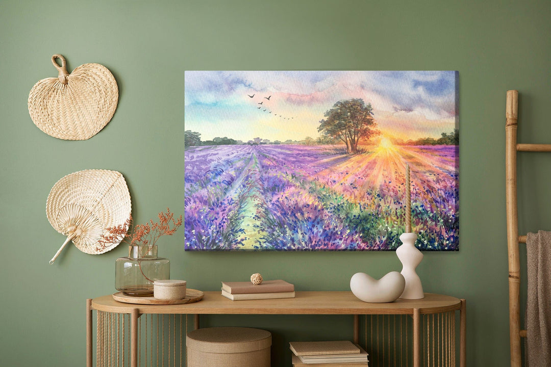 Kanva - Lavandas ainava, gleznota ar akvareļu krāsām, N-1500 X-ART