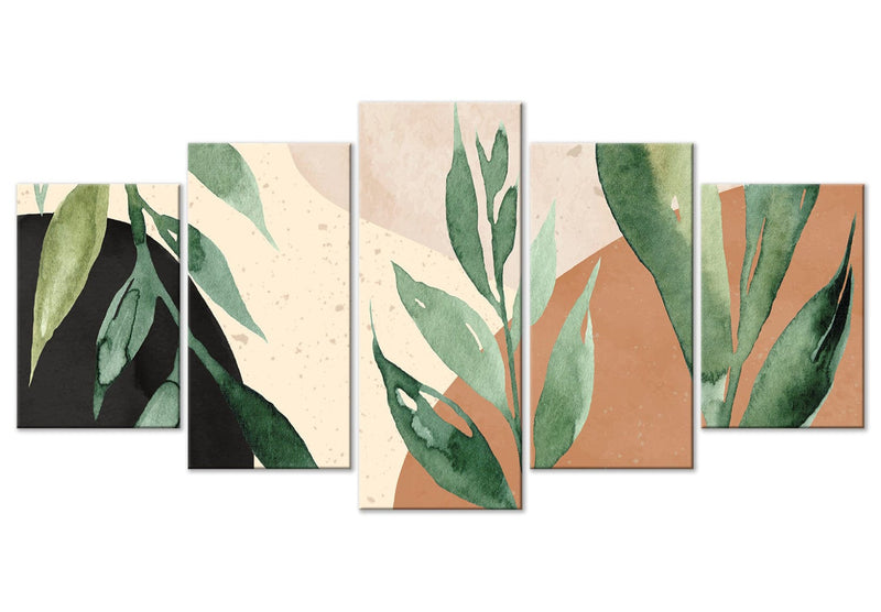 Canva - Large leaves on abstract background in beige and brown, 151429 G-ART