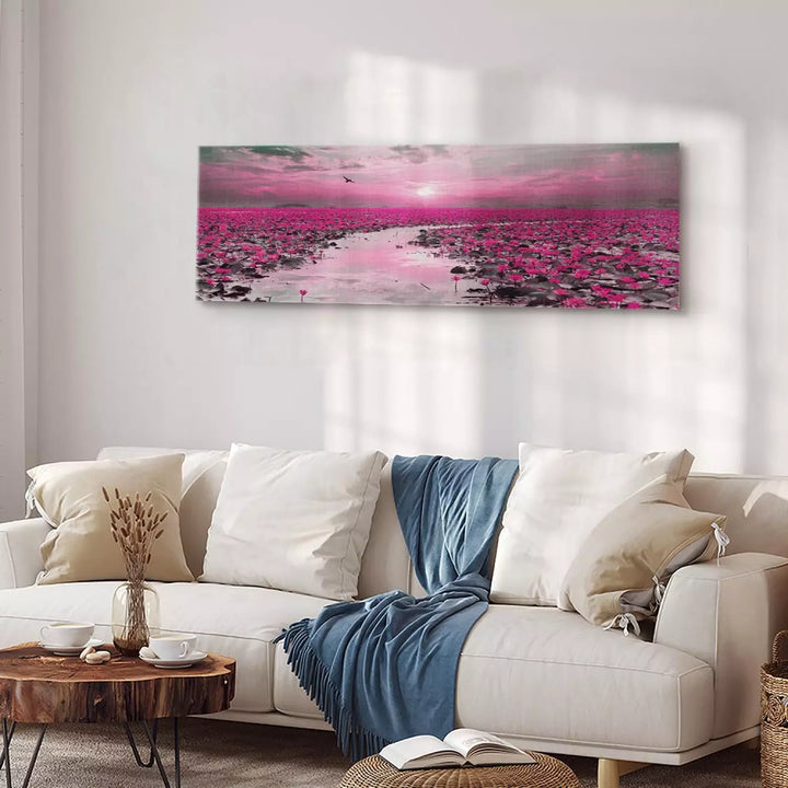 Glezna Lilijas Saulrietā – Violeta Purpuraugu Ainava ART XL