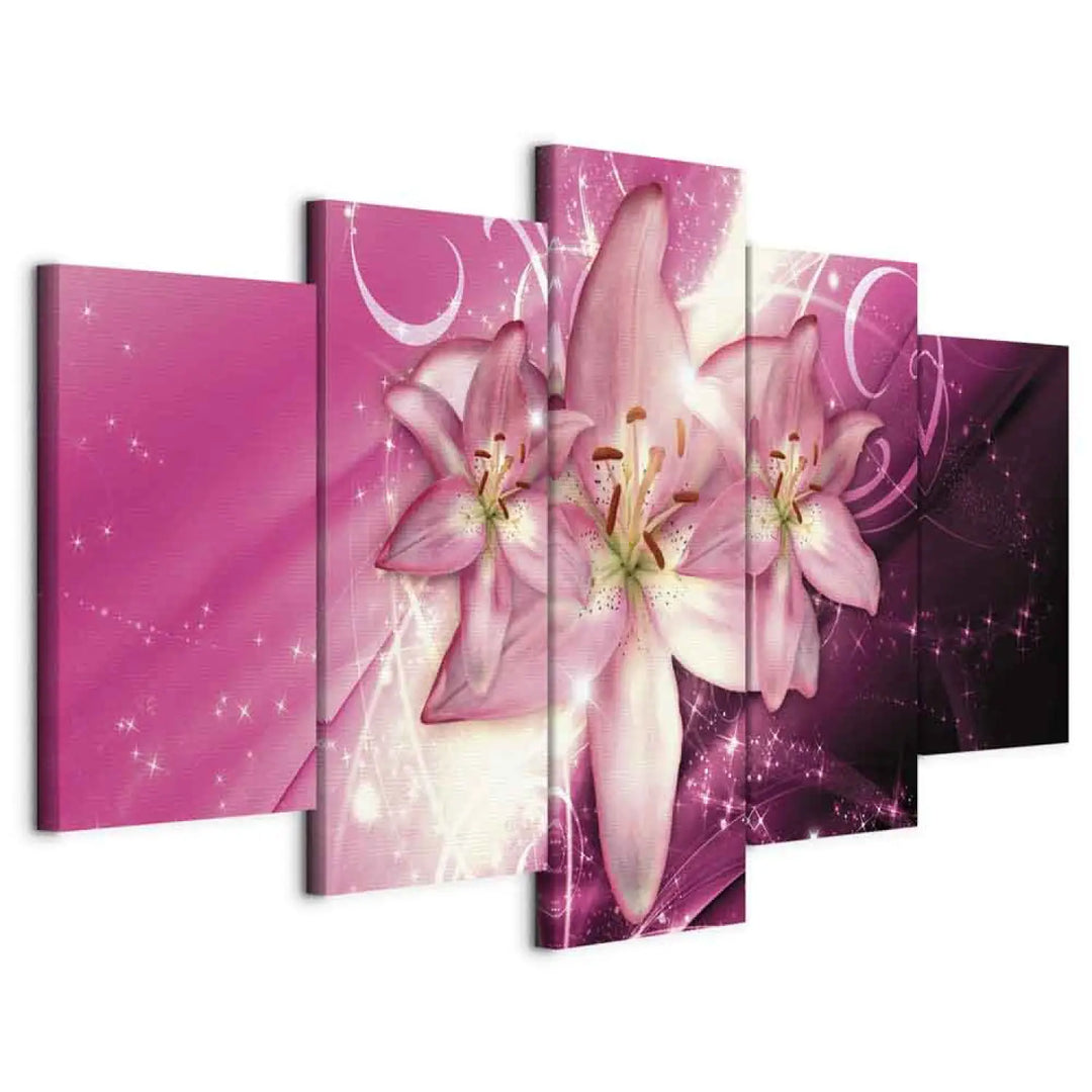 Kanva - Lilijas uz violeta fona | Rozā debesis | 92904 ART XL