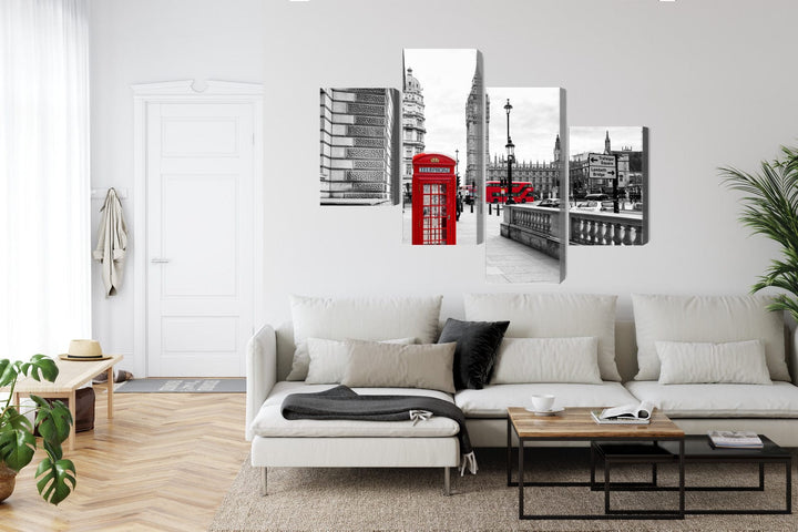 Kanva: Londona, melnbalta ar sarkanu X-ART