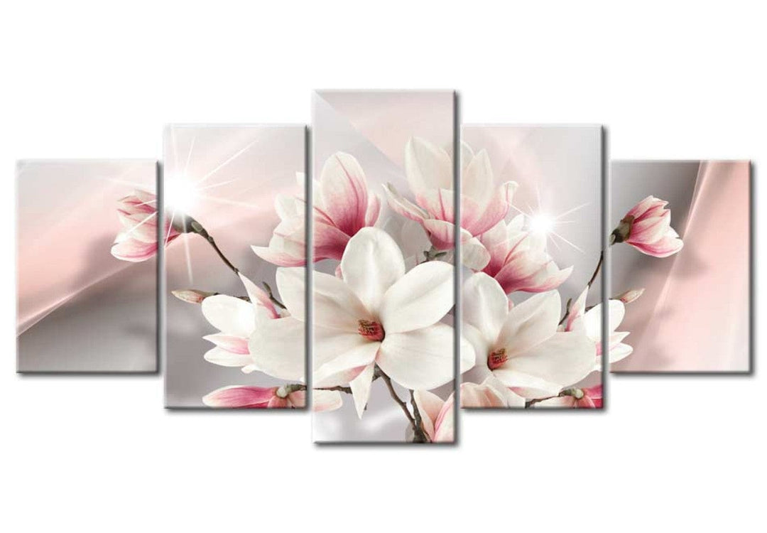 Glezna ar magnoliju rozā un pelēkā krāsā - Magnolijas ziedēšanas laikā G-ART
