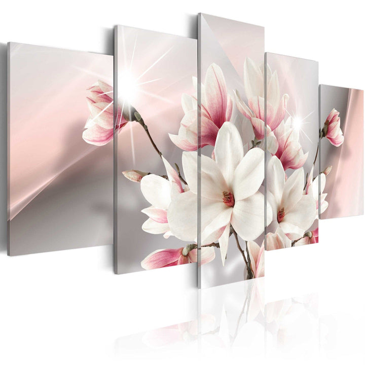 Glezna ar magnoliju rozā un pelēkā krāsā - Magnolijas ziedēšanas laikā G-ART