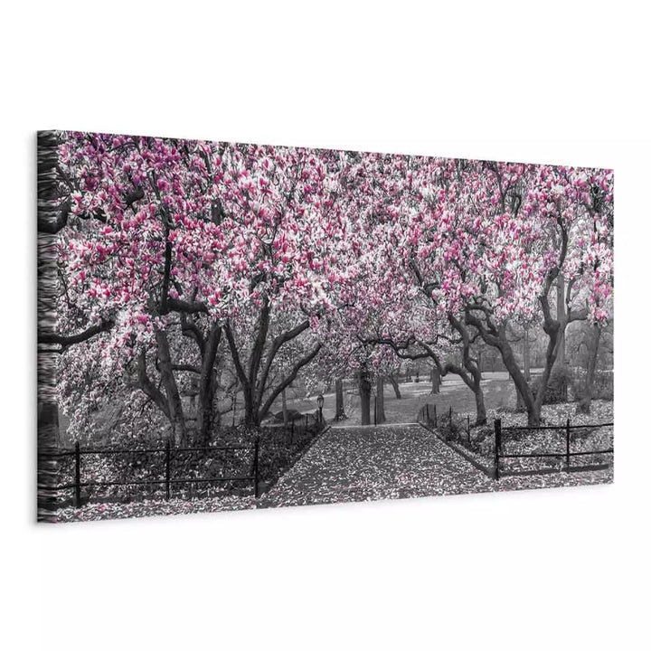 Glezna "Magnoliju Parks" – Rozā Ziedi uz Pelēka Fona ART XL