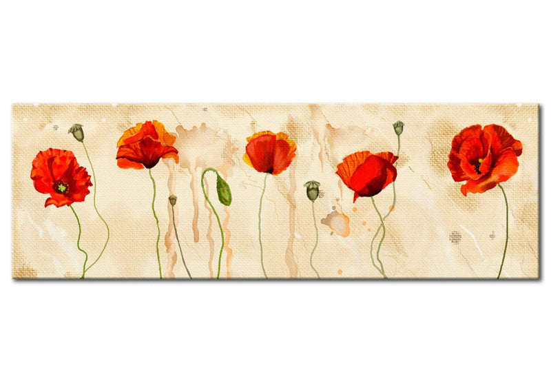 Painting - Magones on beige background - poppy tears, 90480, (X1) Tapetenshop.lv.