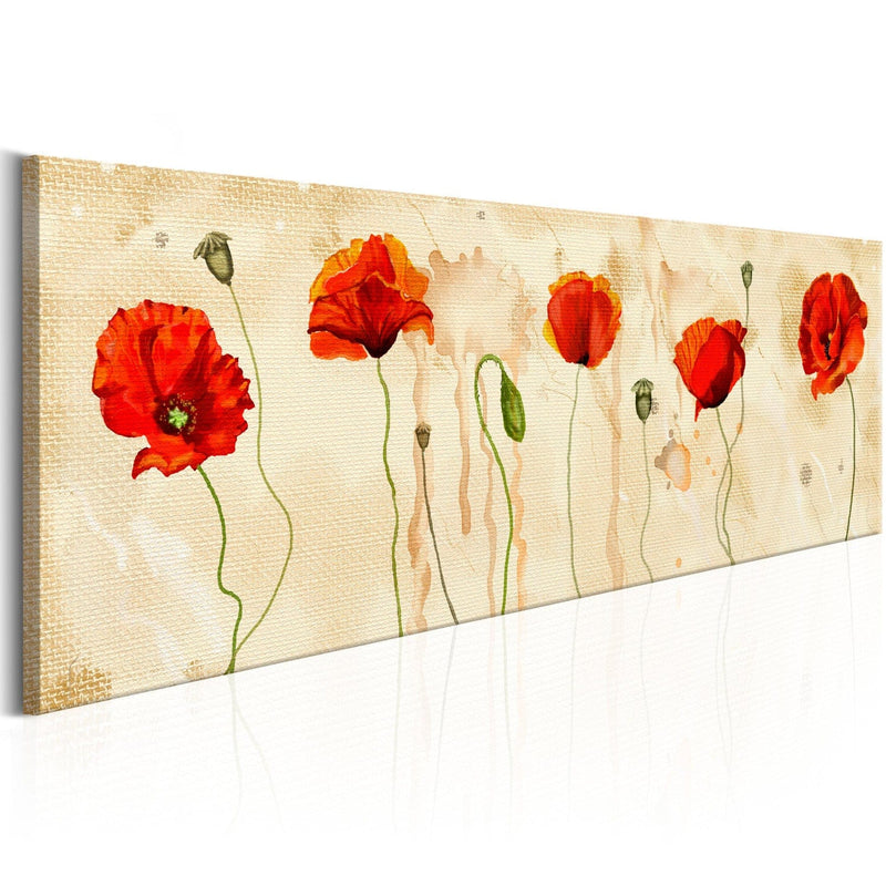 Painting - Magones on beige background - poppy tears, 90480, (X1) Tapetenshop.lv.