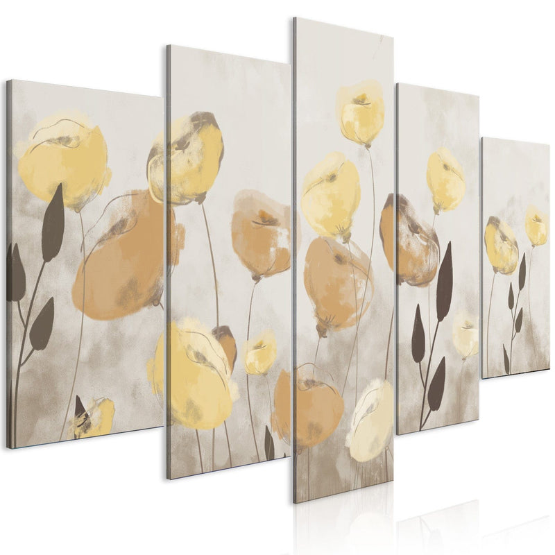 Canvas-taulut - Unikkokenttä - ruskeita ja keltaisia kukkia, 145178 G-ART