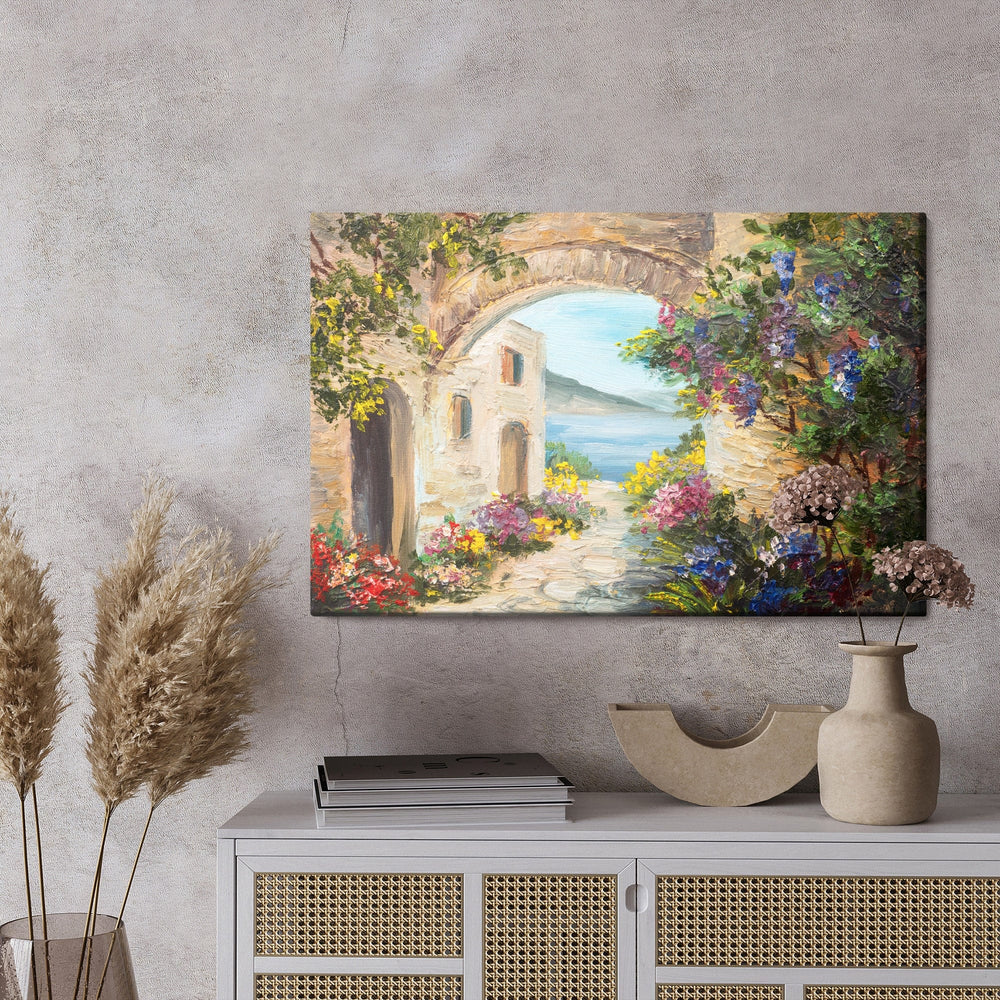 Kanva - Māja pie jūras un ziedi, N-1141 X-ART