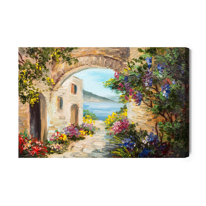 Kanva - Māja pie jūras un ziedi, N-1141 X-ART