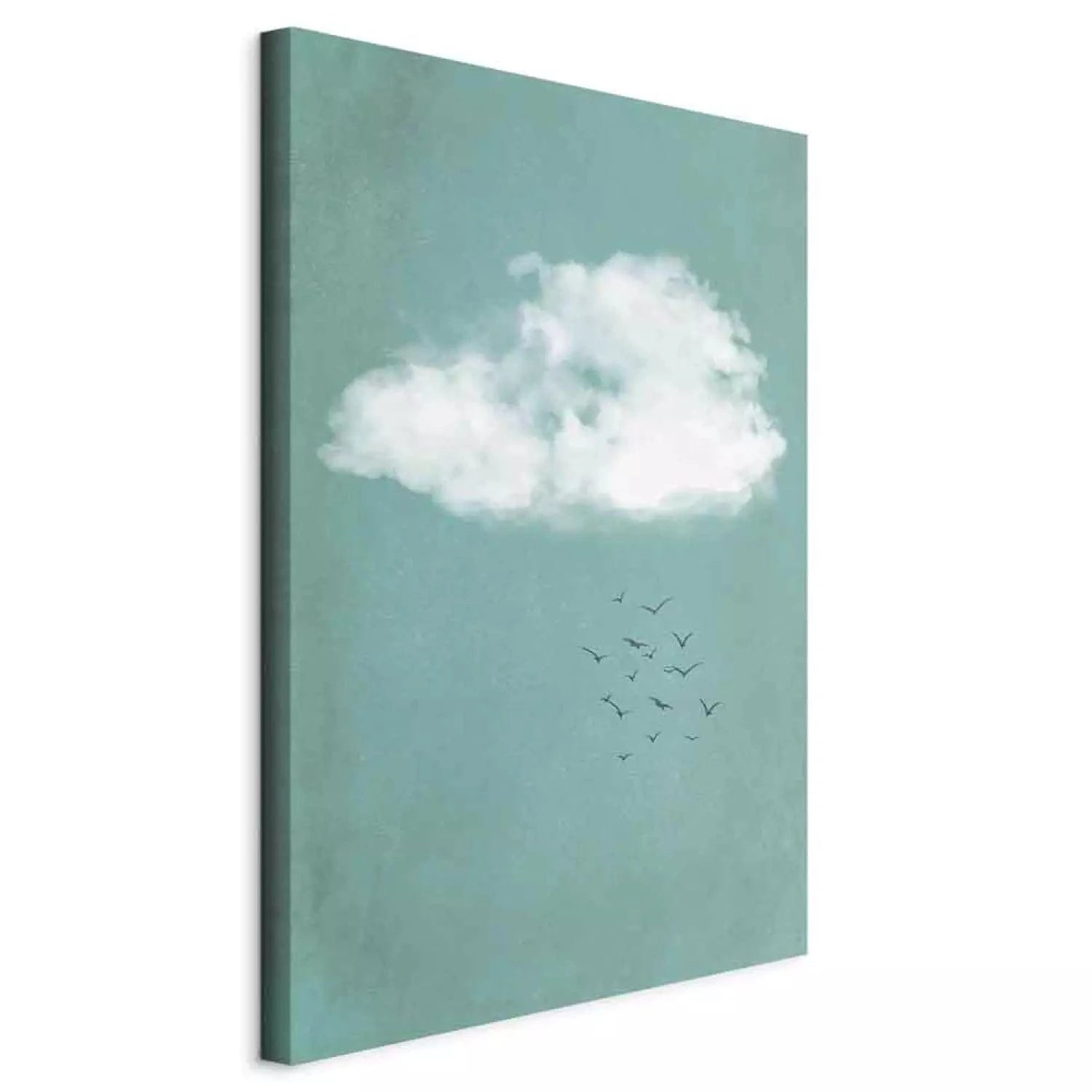 Kanva - Mākoņi un putni – pasteļtoņu debess ainava japandi stilā, zilā G-ART