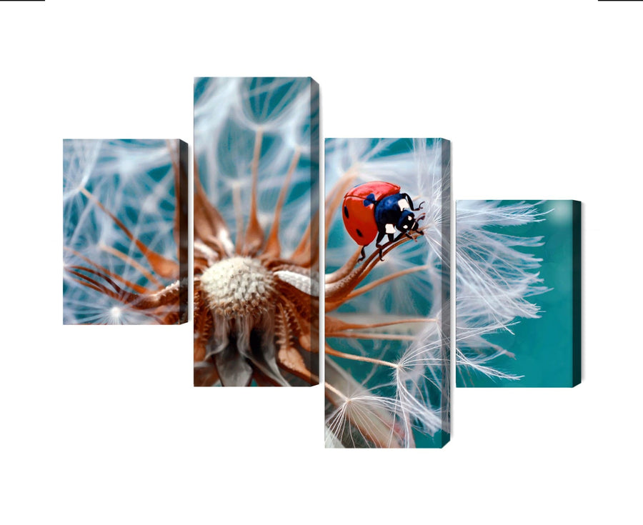 4 daļu kanva: Mārīte uz pienenes, tirkīza X-ART