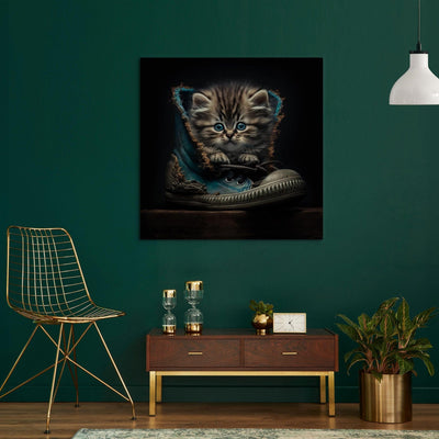 Kanva - Mazs kaķītis ar zilām acīm kurpē, 150096 G-ART