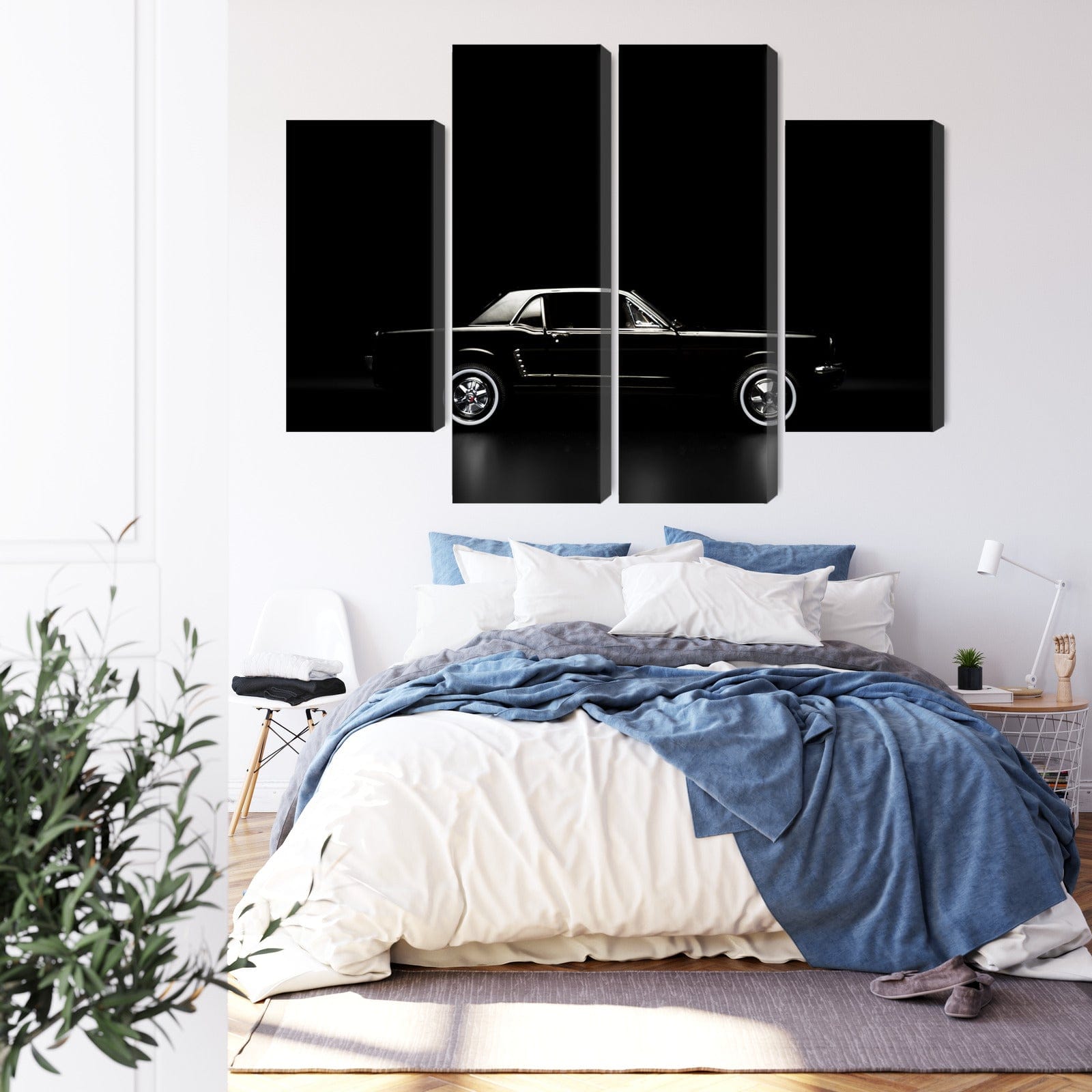 Kanva - Melnā retro automašīna uz tumša fona, N-3389 X-ART