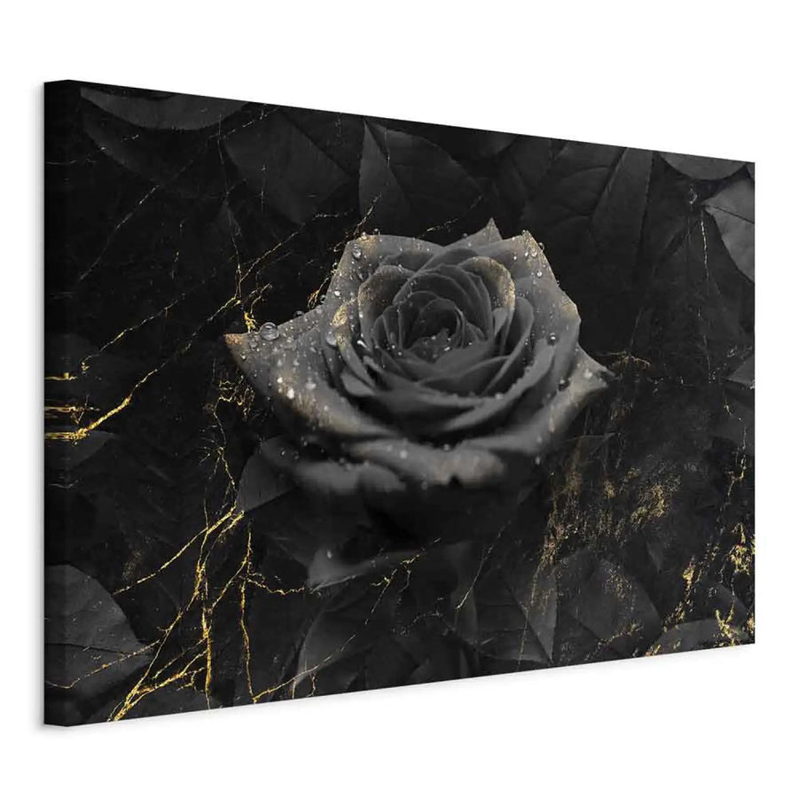 Glezna - Melna roze, glamūra stils, ar zelta elementiem ART XL