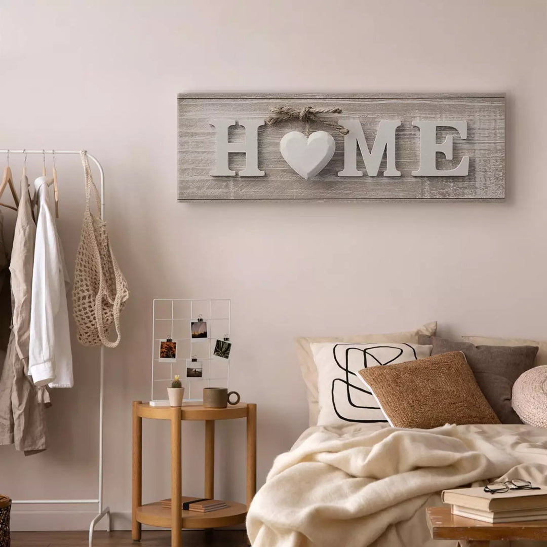 Glezna ar Uzrakstu HOME – Silti Pelēka Koka Tekstūra ART XL