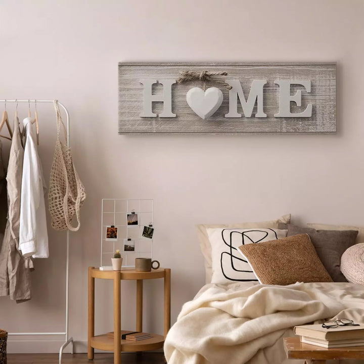 Glezna ar Uzrakstu HOME – Silti Pelēka Koka Tekstūra ART XL