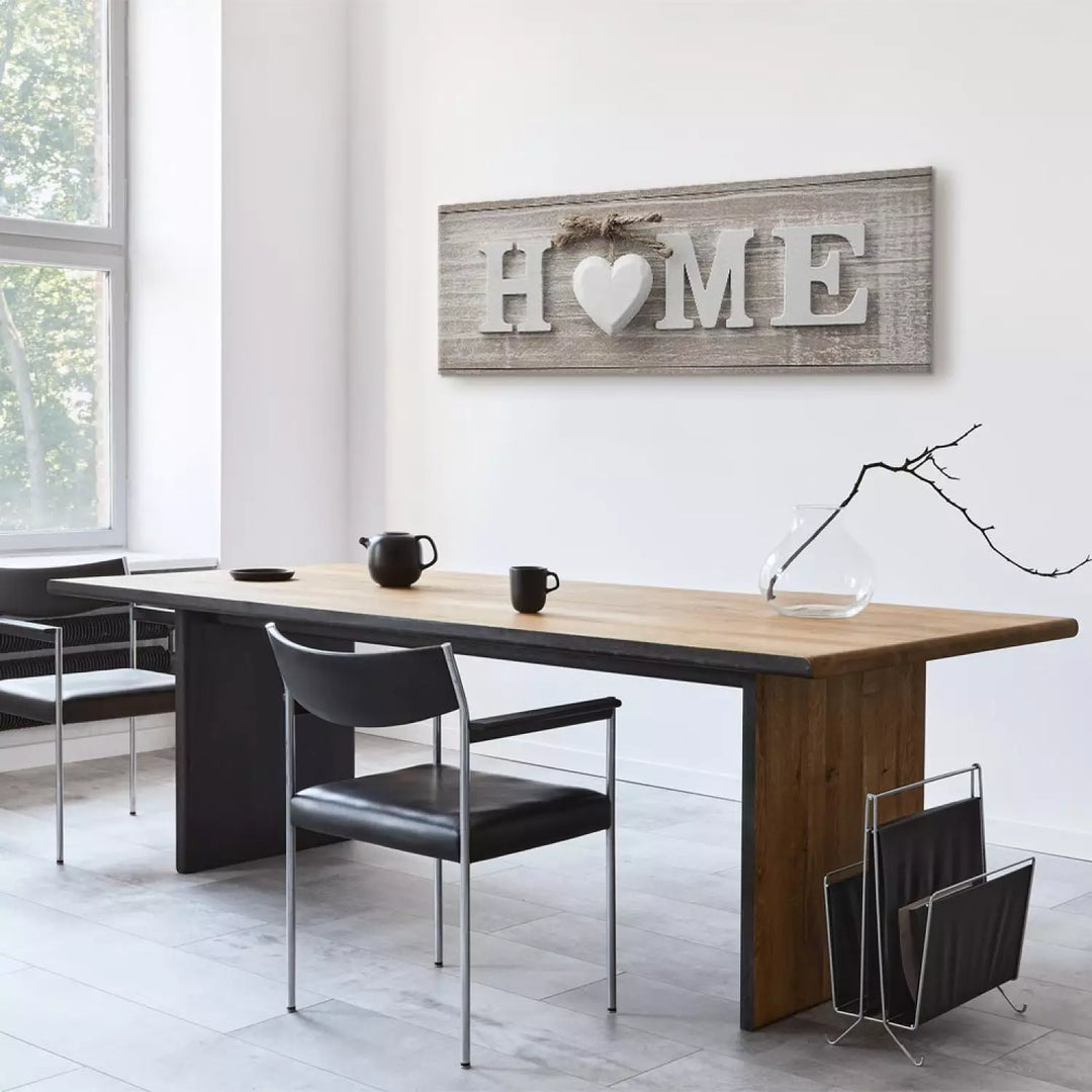 Glezna ar Uzrakstu HOME – Silti Pelēka Koka Tekstūra ART XL