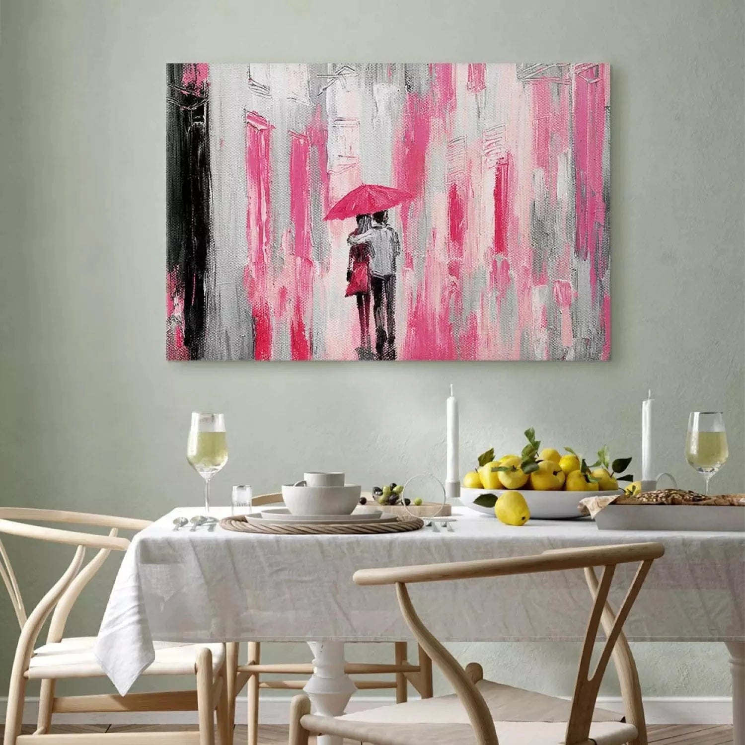 Kanva - Mīlestība zem lietussarga (1-daļīga), rozā krāsā G-ART